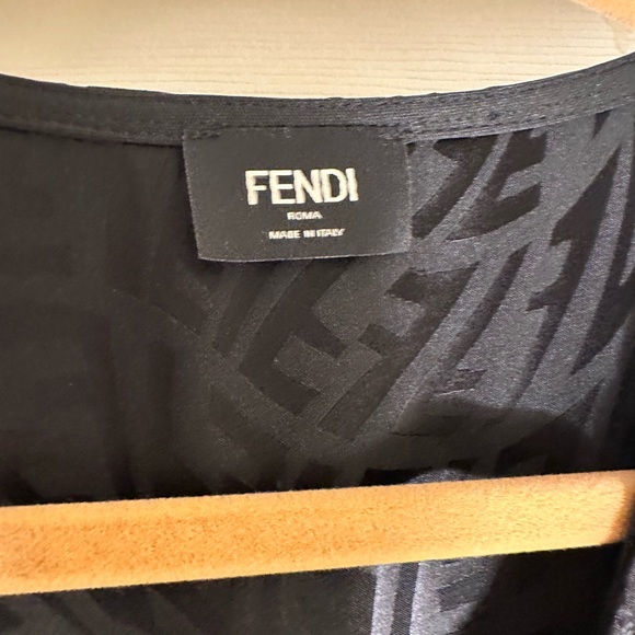 FENDI LOGO FF WRAP LOOK BELTED DRESS BLACK SIZE M or L. HIGH LOW NEVER WORN - Picture 11 of 16
